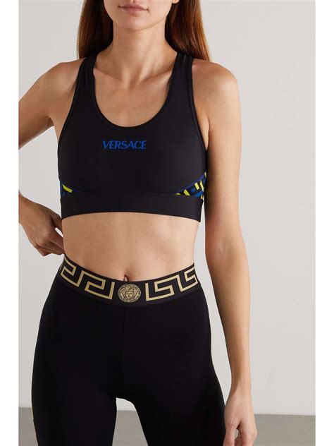 logo-print stretch-jersey sports bra versace|Versace Monogram.